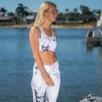 Bamboo White & Black Marble Sports Bra