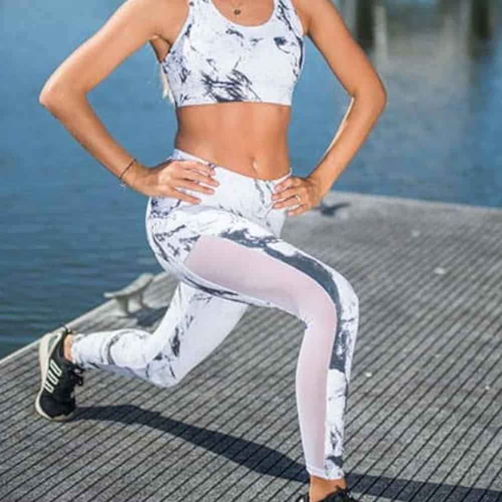 Women’s Bamboo Leggings – White Marble